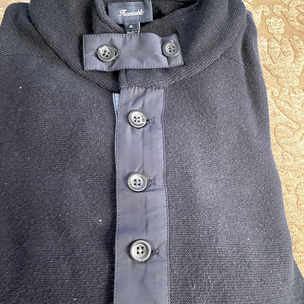 Faconnable Mens Cotton/Cashmere Pullover with silk trim